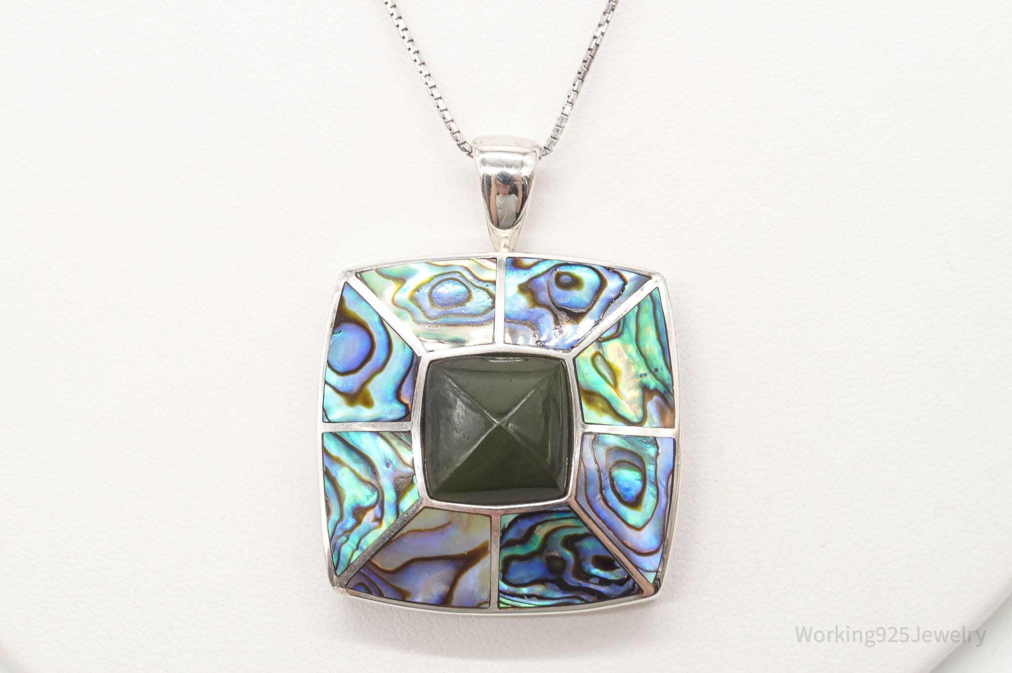 Vintage Paua Abalone Shell Green Stone Sterling Silver Necklace | Jewelry > Necklaces > Pendants | Wiccan Center
