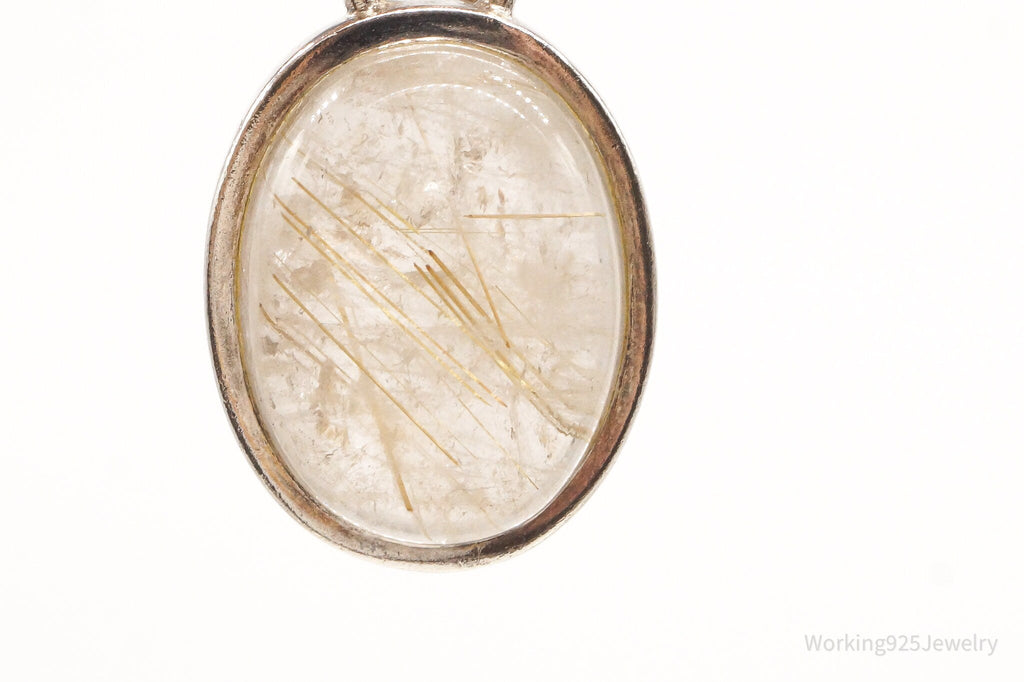 Vintage Designer SJ Rutilated Quartz Sterling Silver Pendant | Jewelry > Necklaces > Pendants | Wiccan Center