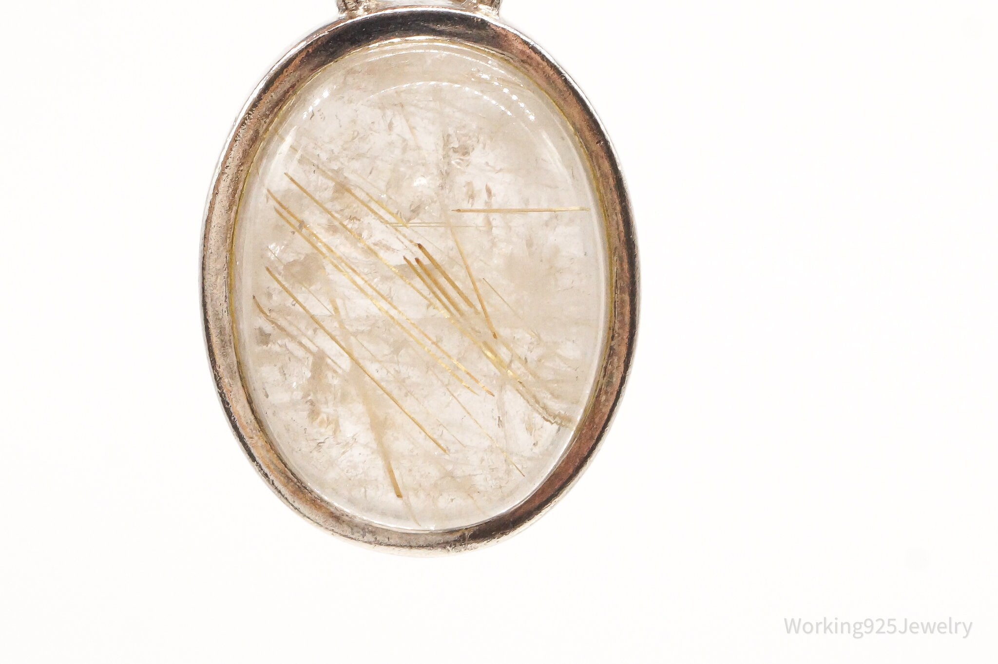 Vintage Designer SJ Rutilated Quartz Sterling Silver Pendant | Jewelry > Necklaces > Pendants | Wiccan Center