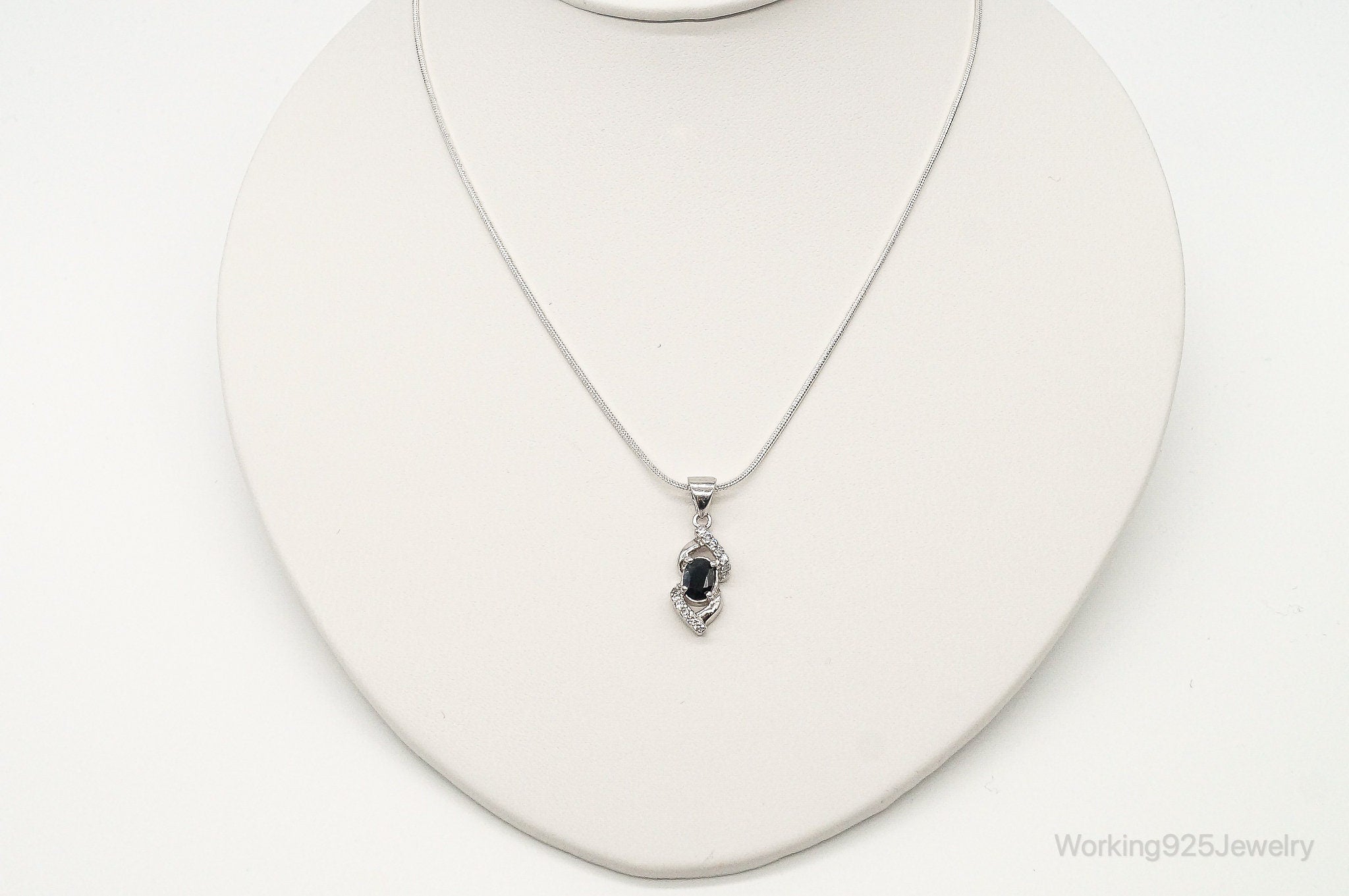 Sapphire Cubic Zirconia Sterling Silver Necklace | Jewelry > Necklaces > Pendants | Wiccan Center