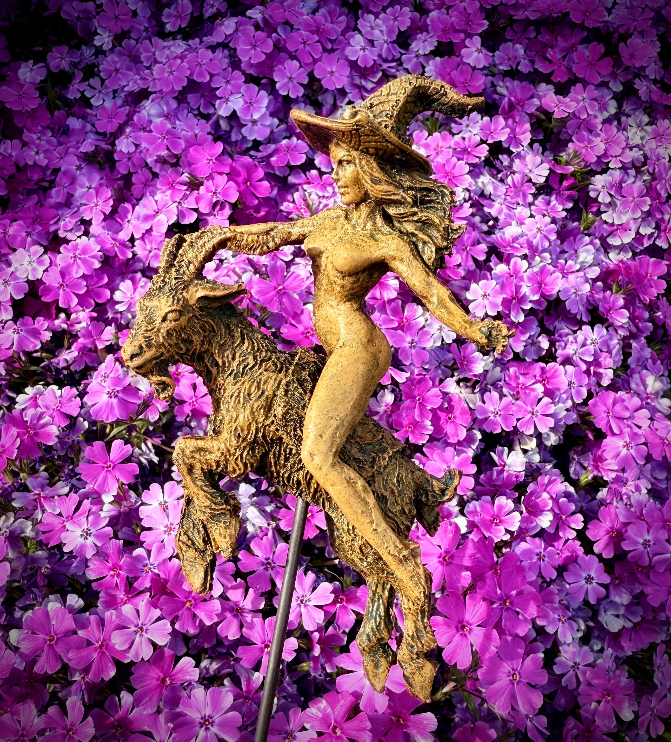 Witch’s Sabbath: Goat Rider Statue, Hand Painted Resin Sculpture | Pagan Folklore Witchcraft Figurine | Witchy Art for Gothic Home Decor