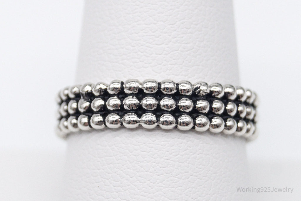 Vintage Triple Beaded Row Style Sterling Silver Band Ring - Size 9 | Jewelry > Rings | Wiccan Center
