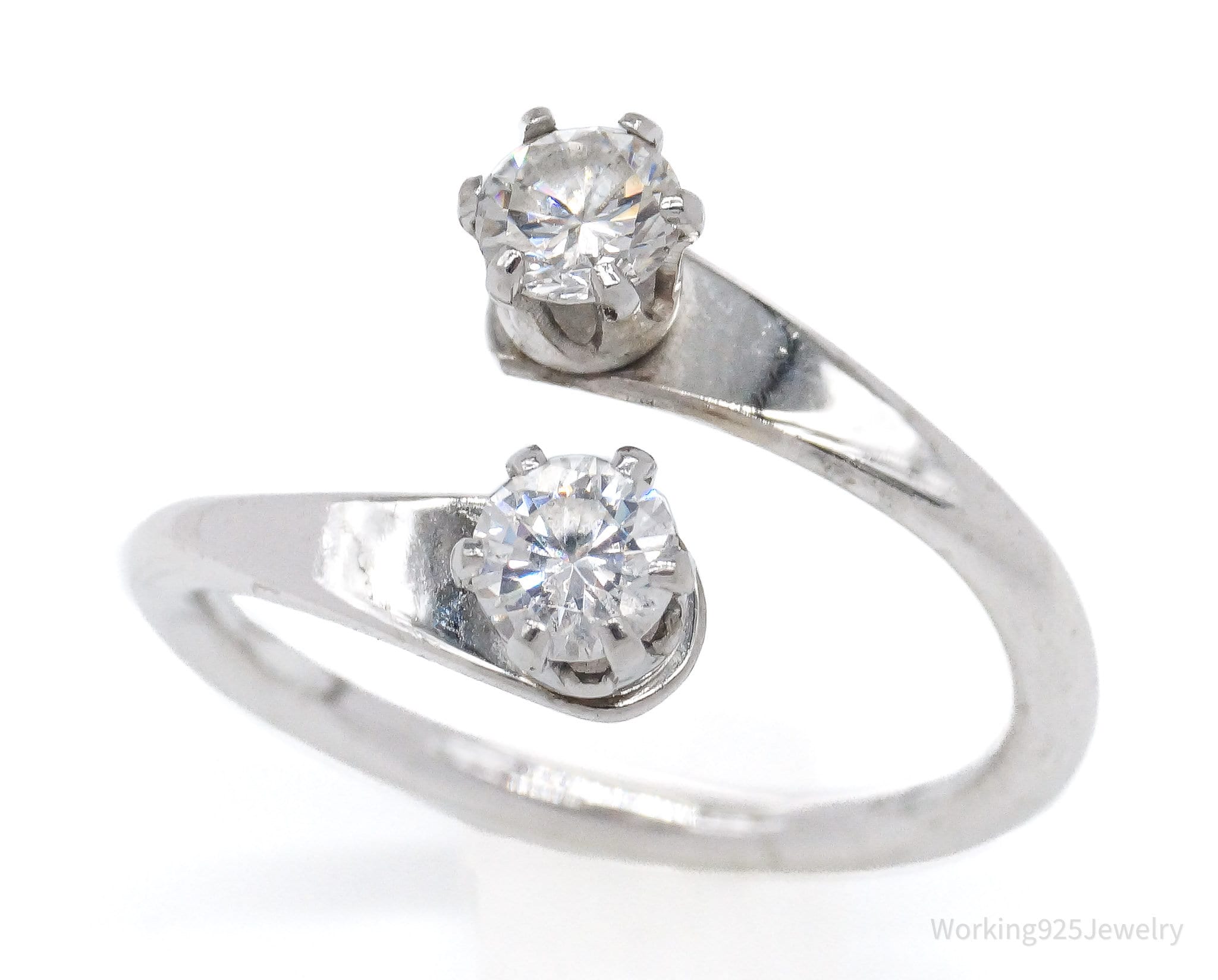 Vintage Mid Century Cubic Zirconia Sterling Silver Wrap Ring - Size 7.25 | Jewelry > Rings | Wiccan Center