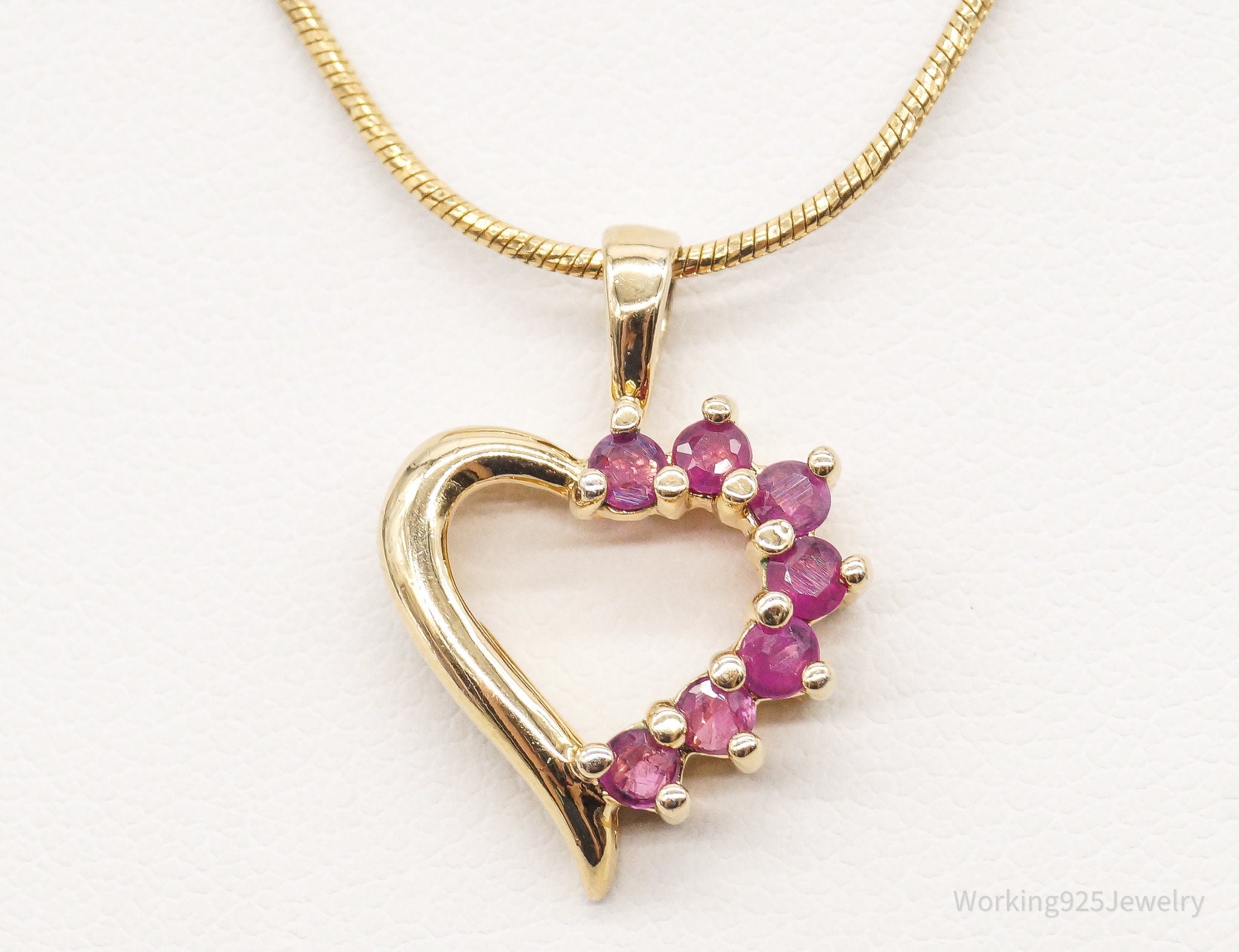 Vintage Designer Ross Simons Ruby Heart Gold Vermeil Sterling Silver Necklace | Jewelry > Necklaces > Pendants | Wiccan Center