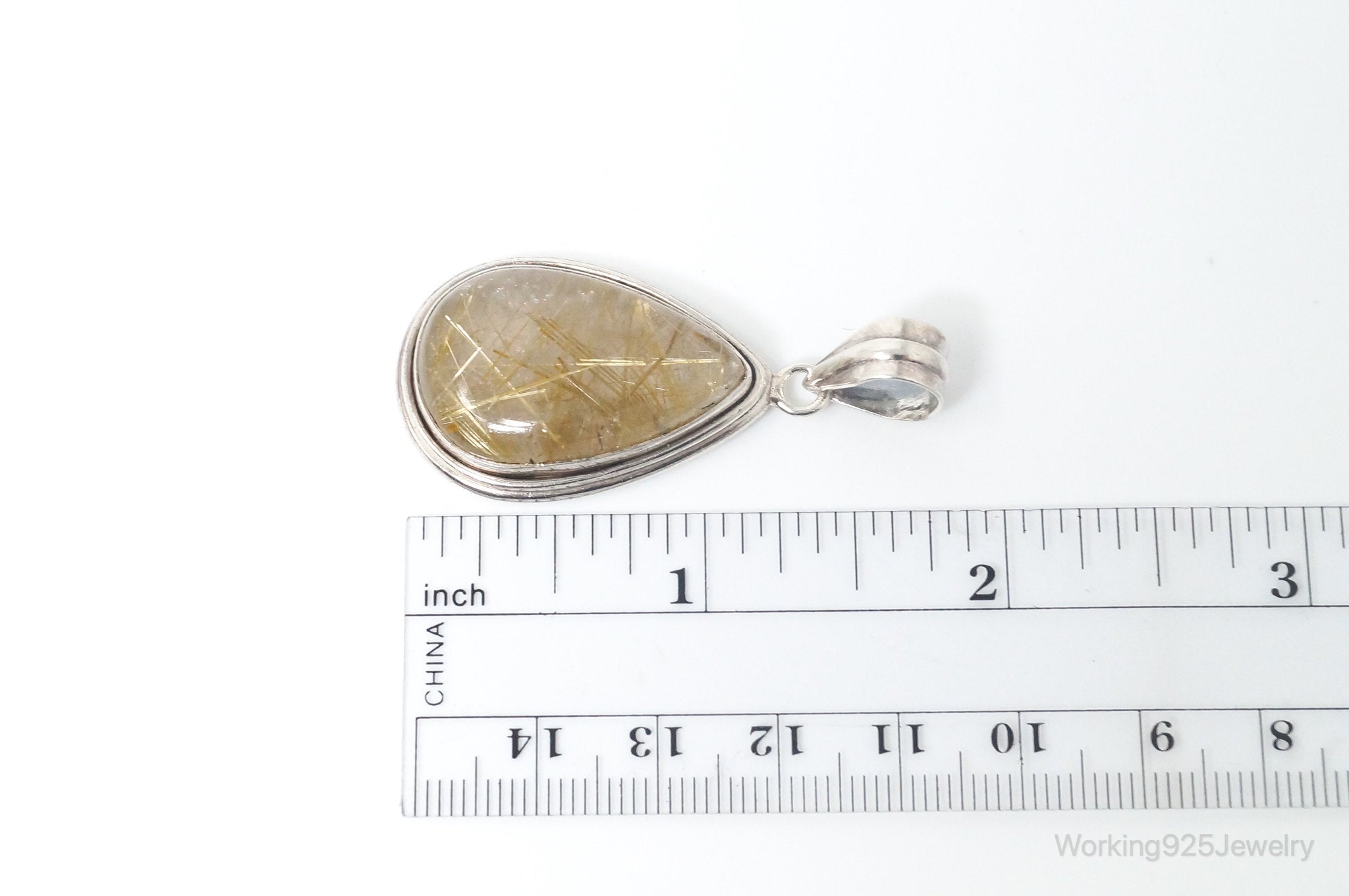 Vintage Rutilated Quartz Sterling Silver Southwestern Necklace Pendant | Jewelry > Necklaces > Pendants | Wiccan Center