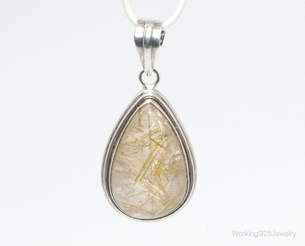 Vintage Rutilated Quartz Sterling Silver Southwestern Necklace Pendant | Jewelry > Necklaces > Pendants | Wiccan Center