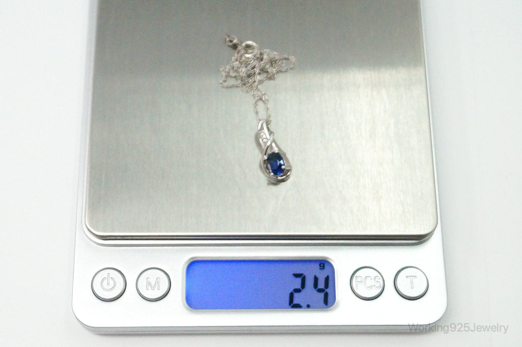 Designer SUN Lab Sapphire Cubic Zirconia Sterling Silver Necklace | Jewelry > Necklaces > Pendants | Wiccan Center