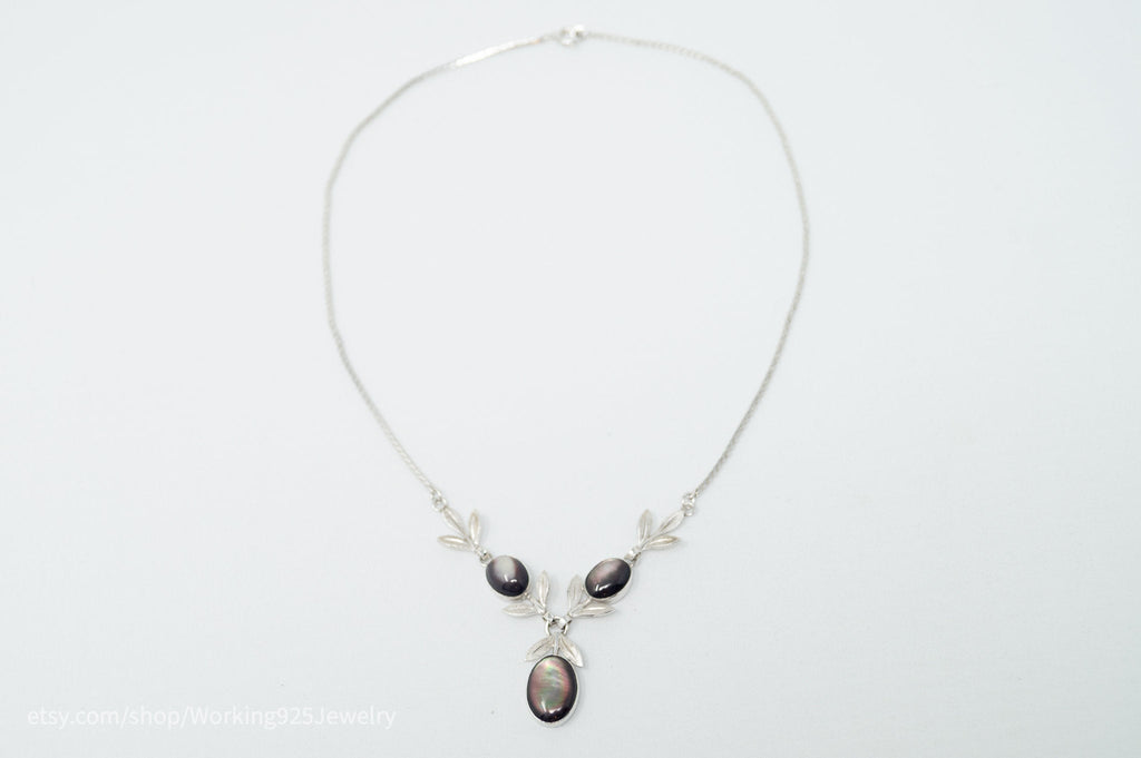Vintage Designer Van Dell Black MOP Sterling Silver Necklace | Jewelry > Necklaces | Wiccan Center
