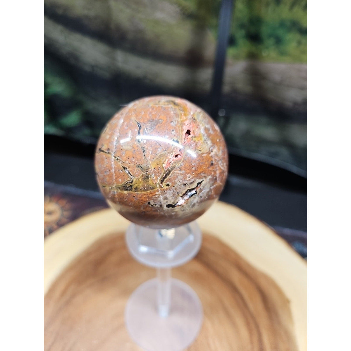 0.91 lb Vesuvianite Agate Carnelian Geode Sphere
