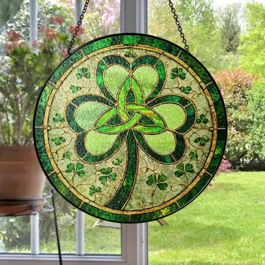 Trinity Knot Shamrock Stained Glass Gift