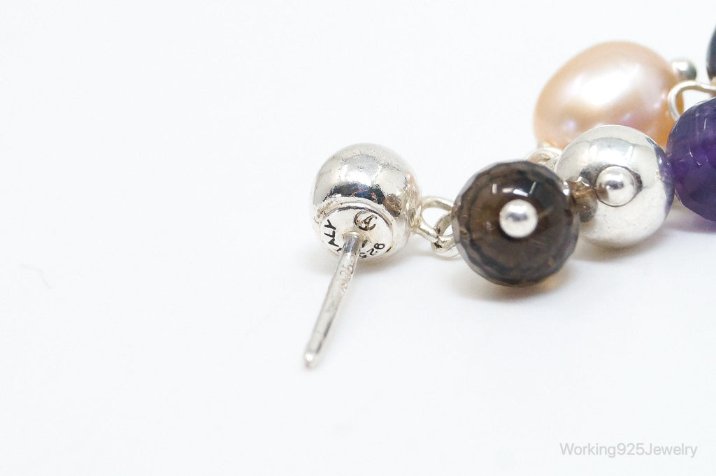 Vintage Italian Designer Multi Gem Sterling Silver Earrings | Jewelry > Earrings | Wiccan Center