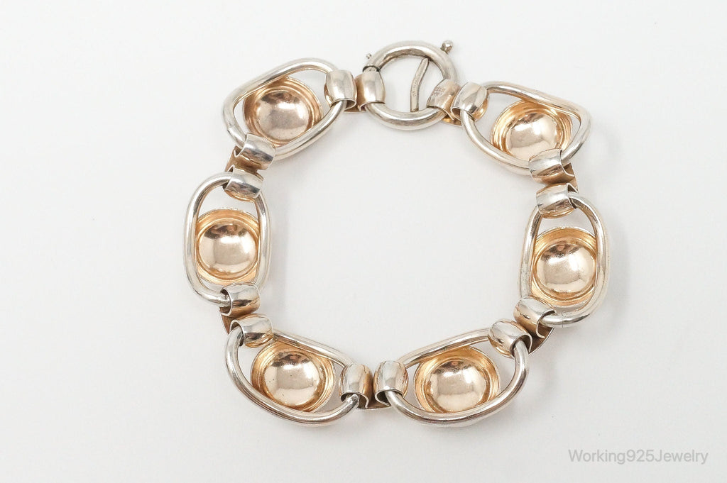 Vintage Designer Napier Modern Large Links Gold Tone Sterling Silver Bracelet | Jewelry > Bracelets | Wiccan Center