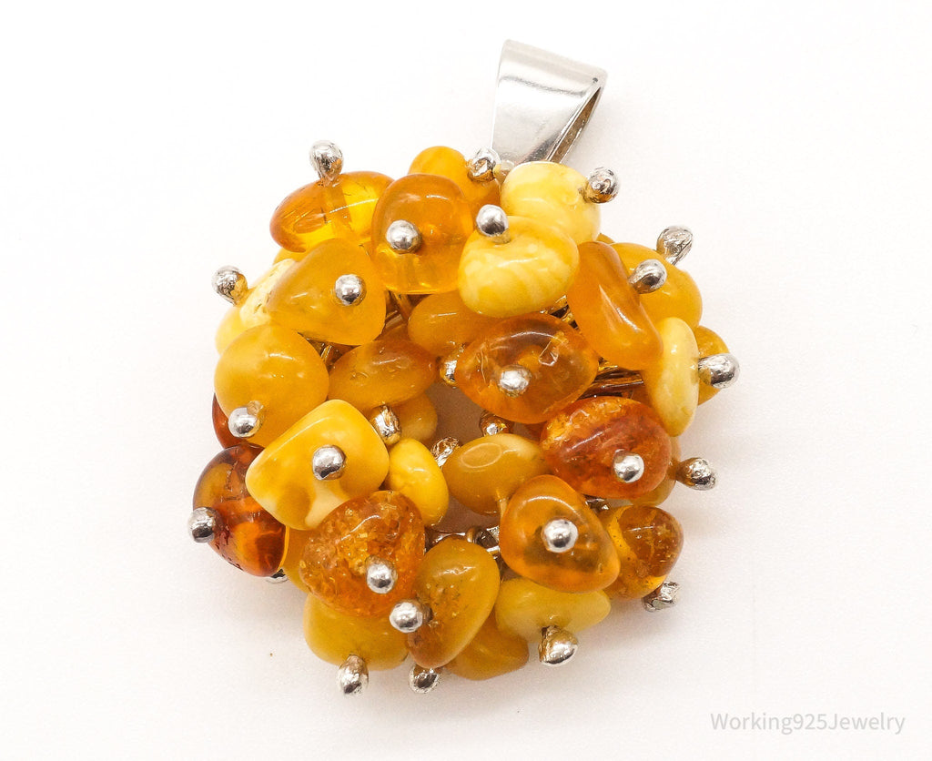 Vintage Amber Modernist Sterling Silver Pendant | Jewelry > Necklaces > Pendants | Wiccan Center