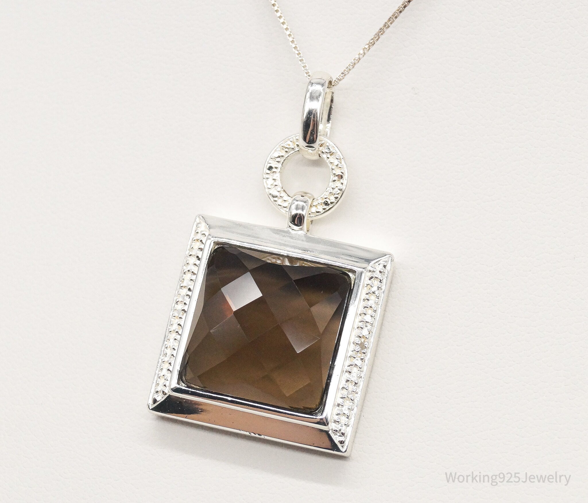 Designer Ross Simons Large Smoky Topaz Single Diamond Sterling Silver Necklace | Jewelry > Necklaces > Pendants | Wiccan Center