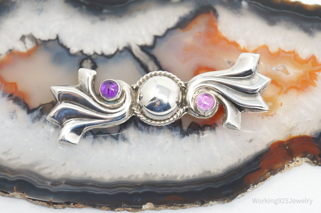 Vintage Mexican Amethyst AME Modern Sterling Silver Brooch Pin | Jewelry > Necklaces | Wiccan Center
