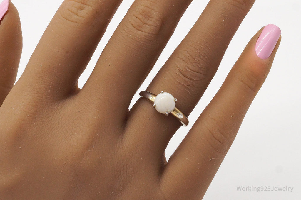 Vintage Designer DBJ White Opal Gold Vermeil Sterling Silver Ring - Size 7 | Jewelry > Rings | Wiccan Center