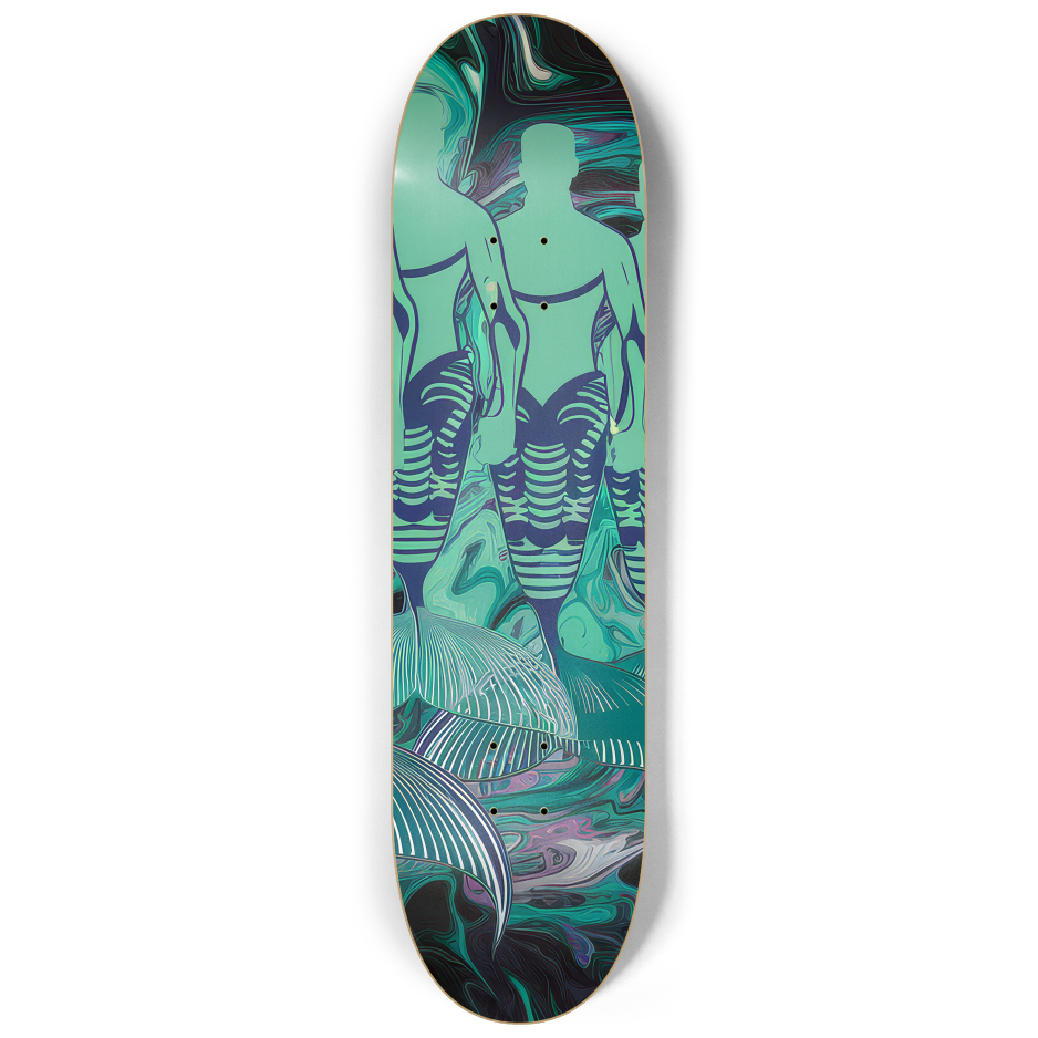 2 Skateboard Series Art - Green Mermen | Skateboard | Wiccan Center
