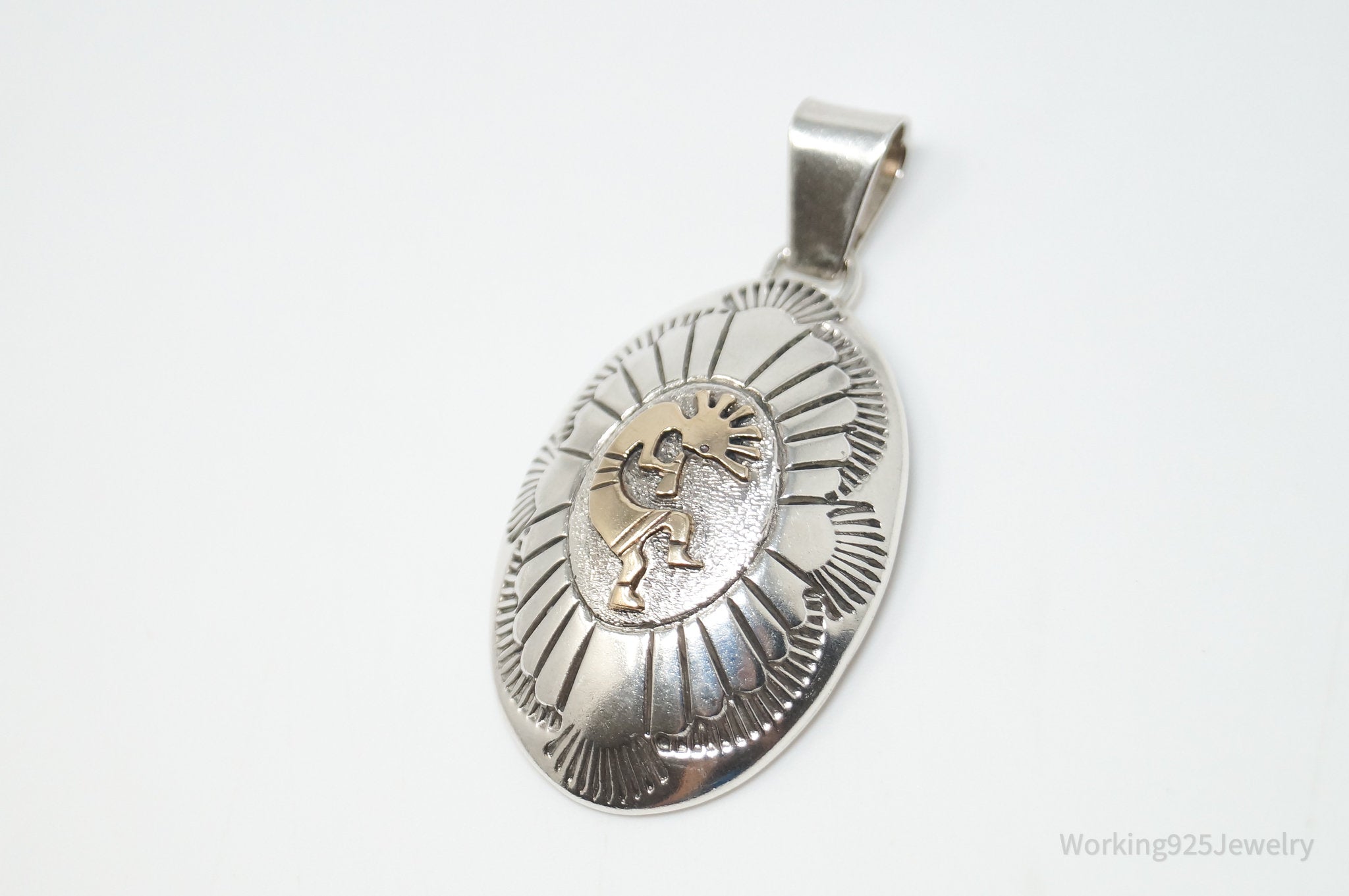 Vintage Handmade Native American Sampson Gray 14K Gold Sterling Silver Pendant | Jewelry > Necklaces > Pendants | Wiccan Center