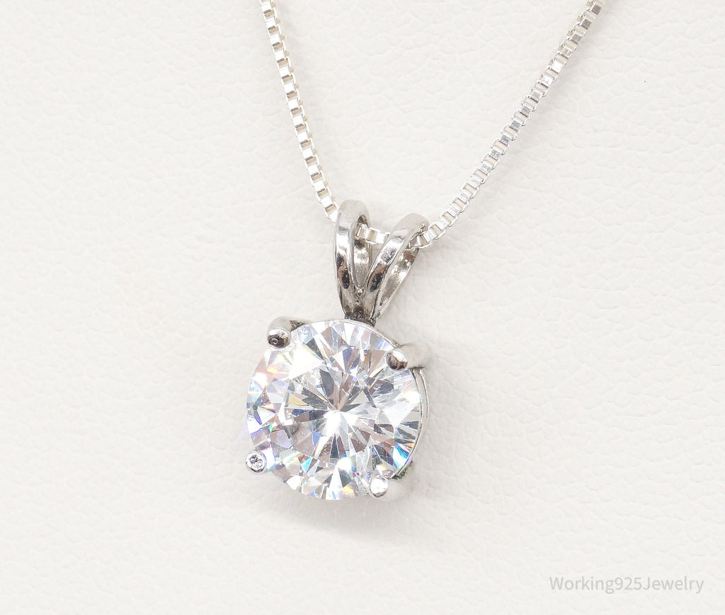 Vintage FAS Large Cubic Zirconia Sterling Silver Necklace | Jewelry > Necklaces > Pendants | Wiccan Center
