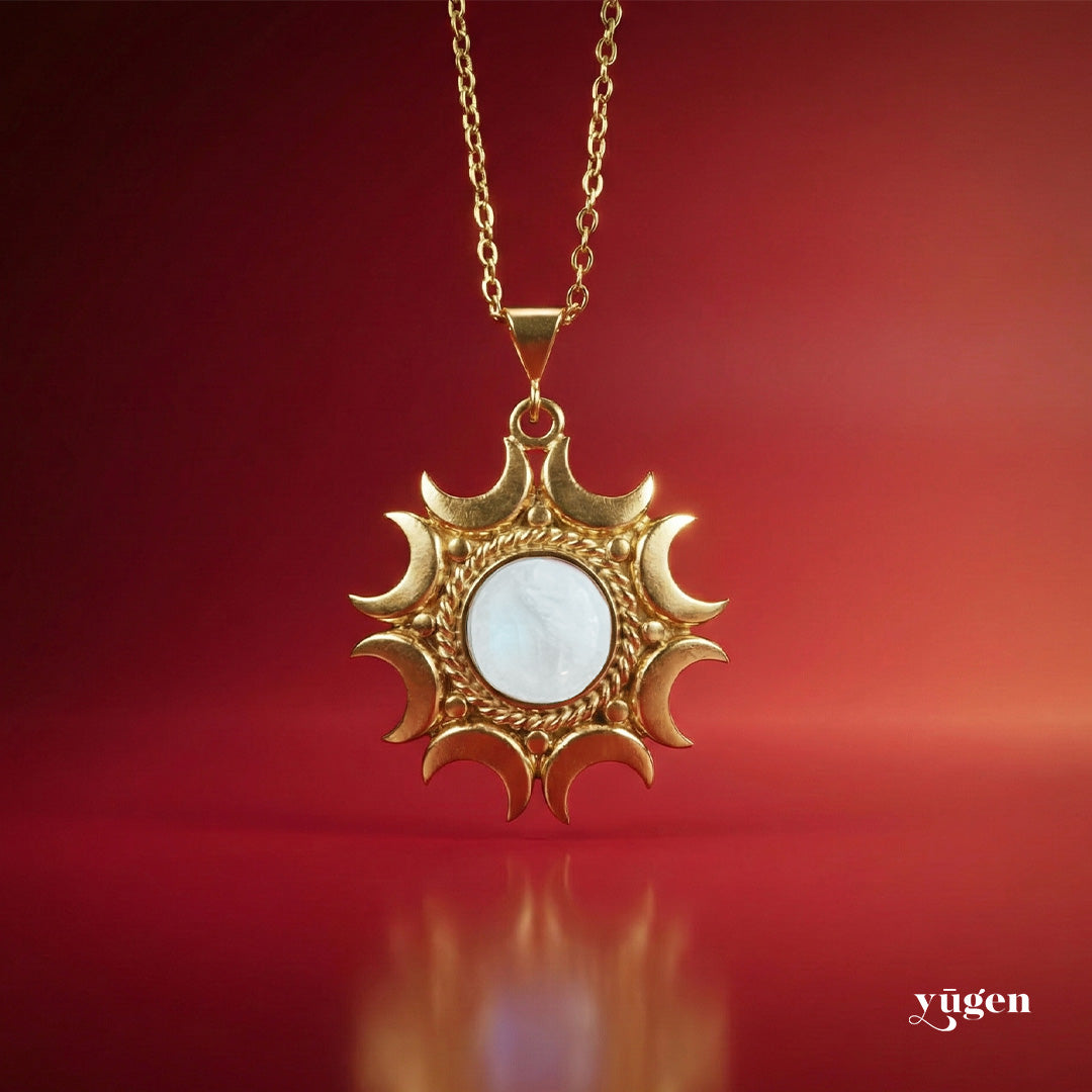 Lunar Witch Necklace - Rainbow Moonstone Pendant | Necklace | Wiccan Center