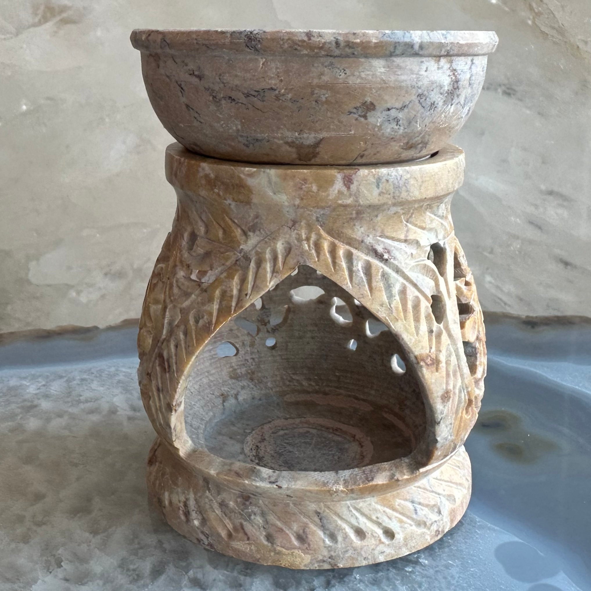 Carved Soapstone Essential Oil Burner 3" | Decorative | Wiccan Center