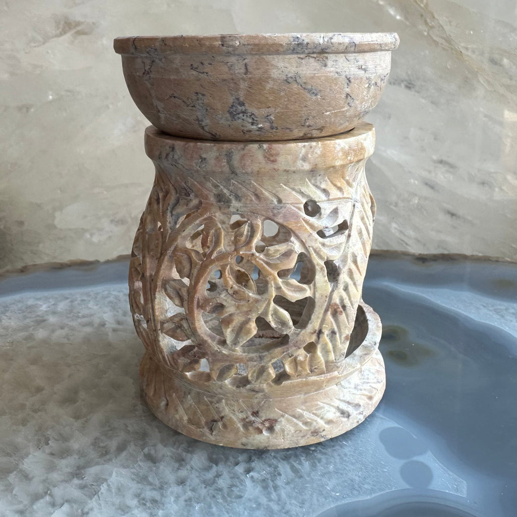 Carved Soapstone Essential Oil Burner 3" | Decorative | Wiccan Center