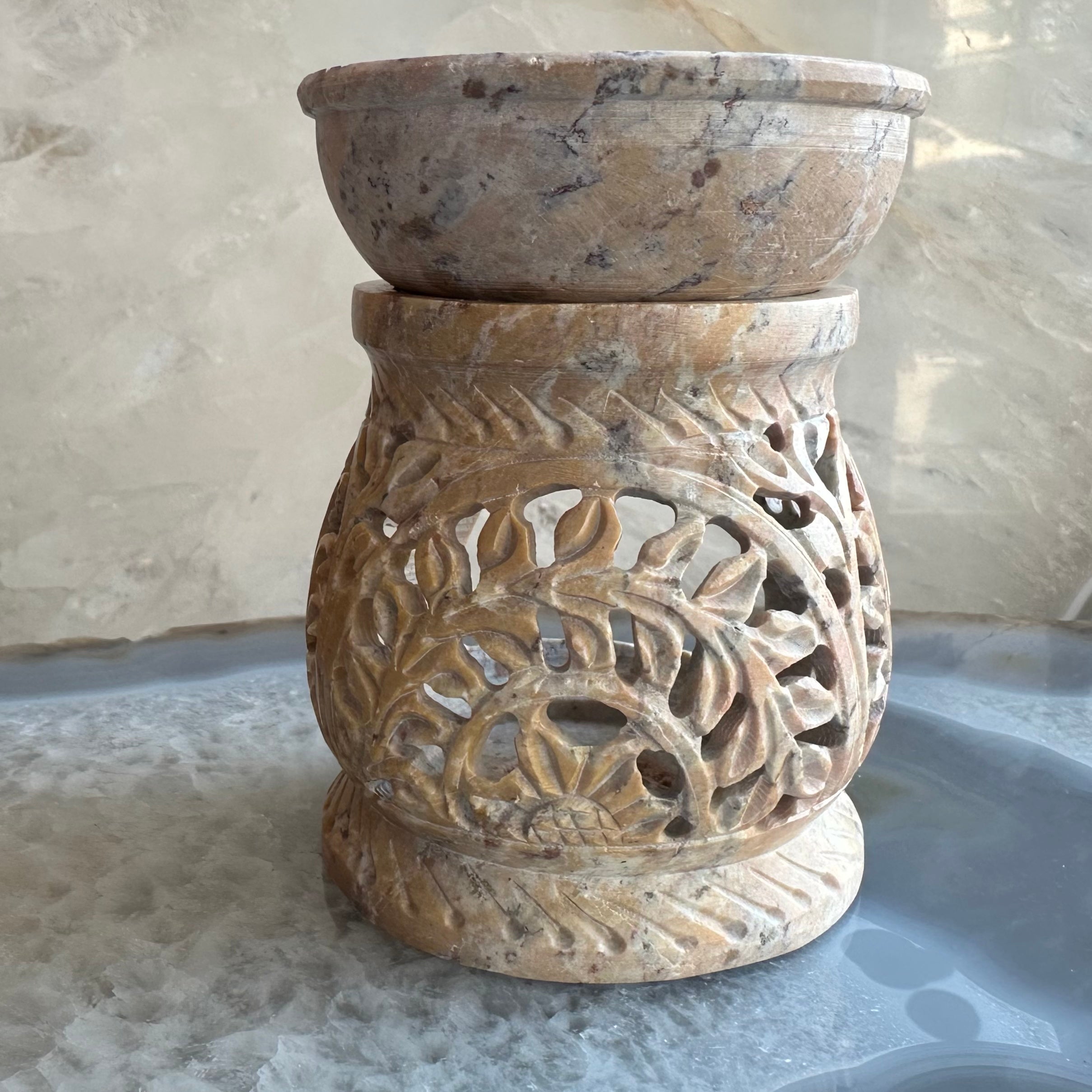 Carved Soapstone Essential Oil Burner 3" | Decorative | Wiccan Center