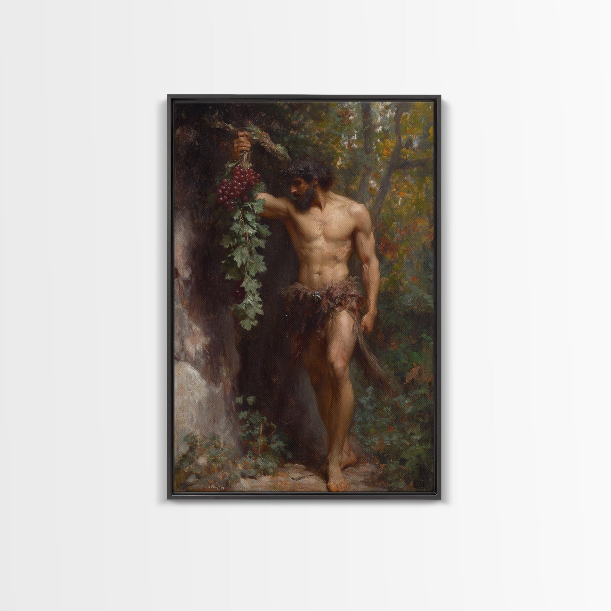 Painting of a Male Figure Canvas Print, Gothic Decor, Dark Academia / Macabre Wall Art, Original Satyr Painting