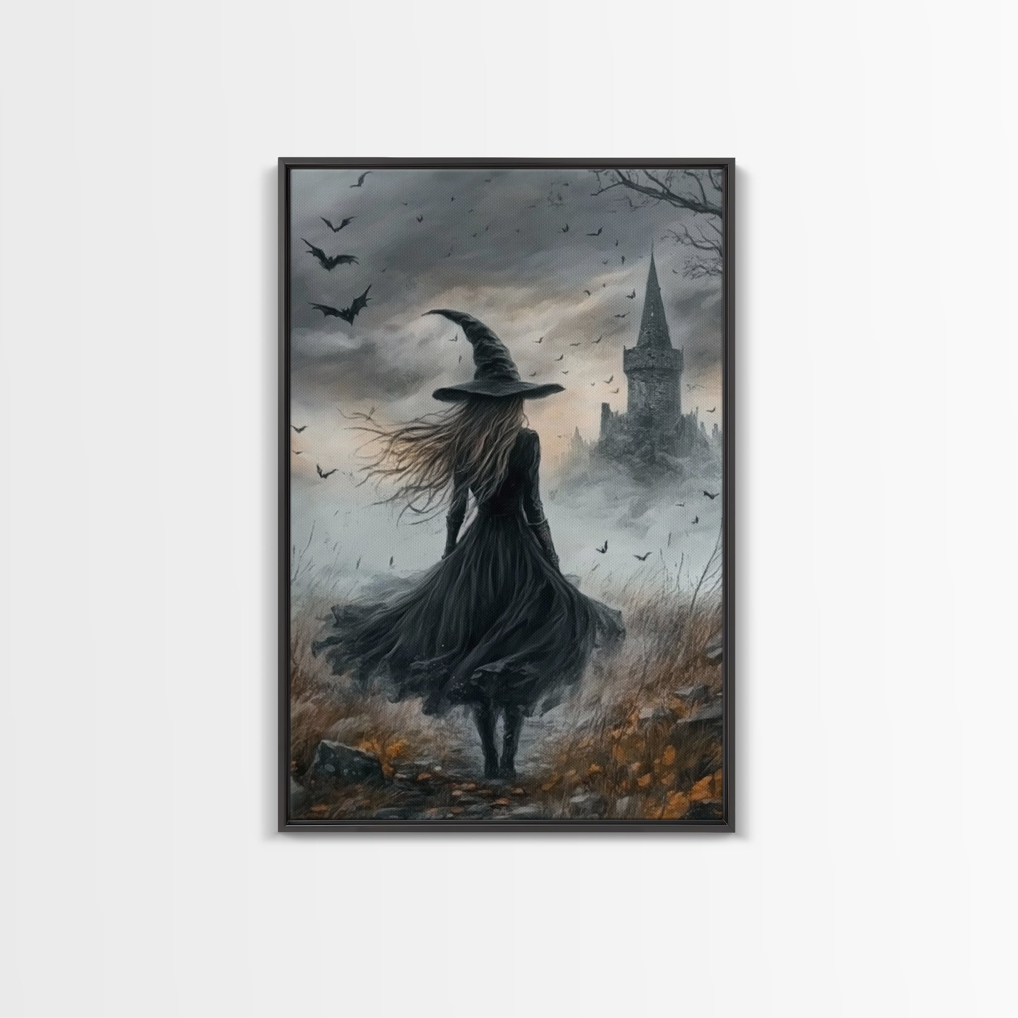 Goth Decor, Witchy Home Decor, Dark Academia Goth Oil Painting Print, Witch Painting, Haunted Spooky Season Wall Art, Witch Decor