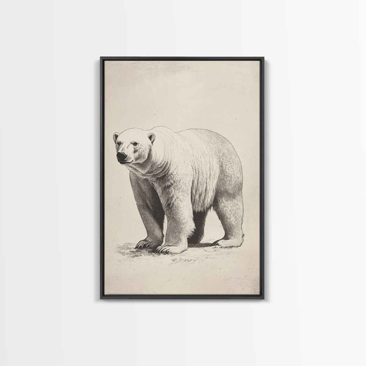 Polar Bear Canvas Print - Framed Canvas - Minimalist Christmas Art - Boho Christmas Art - Rustic Christmas Art