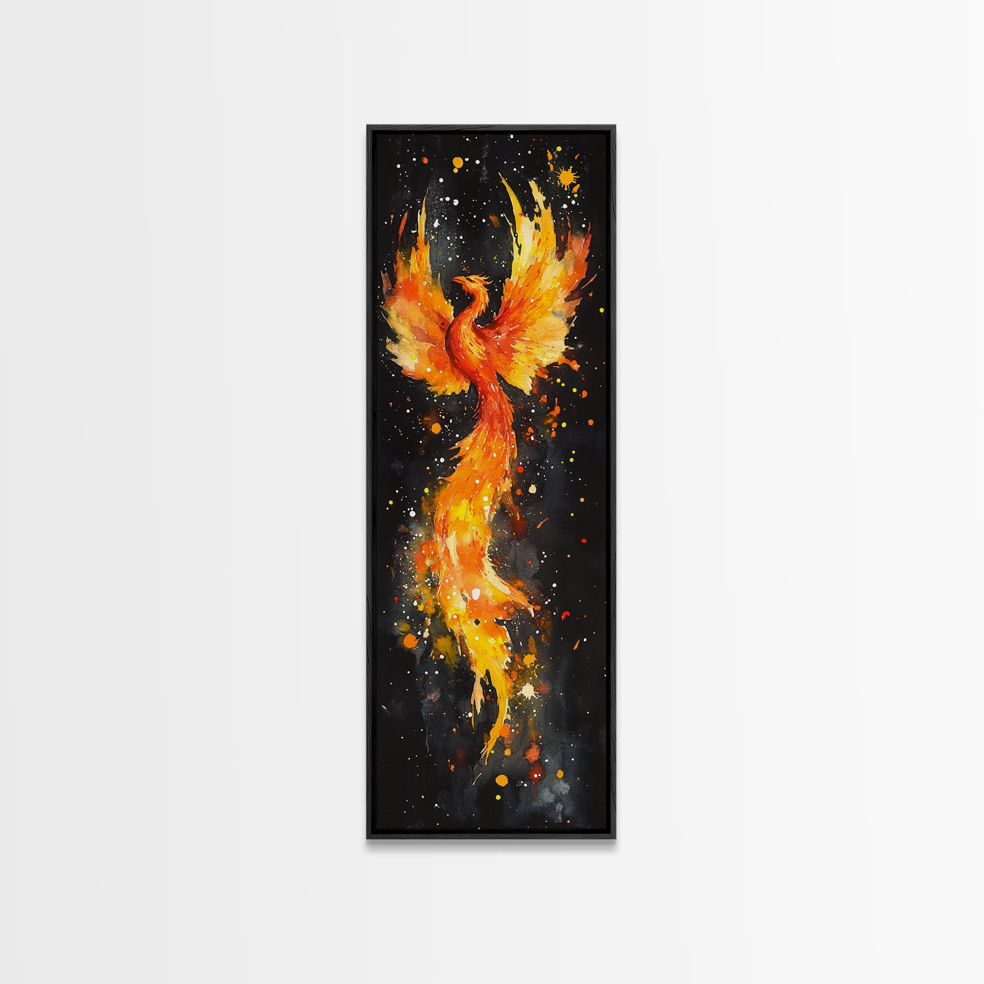 Colorful Phoenix Artwork Canvas Print, Framed Option, Cosmic Art for Bedroom Decor, Spiritual Wall Art, Mystical Bird Painting