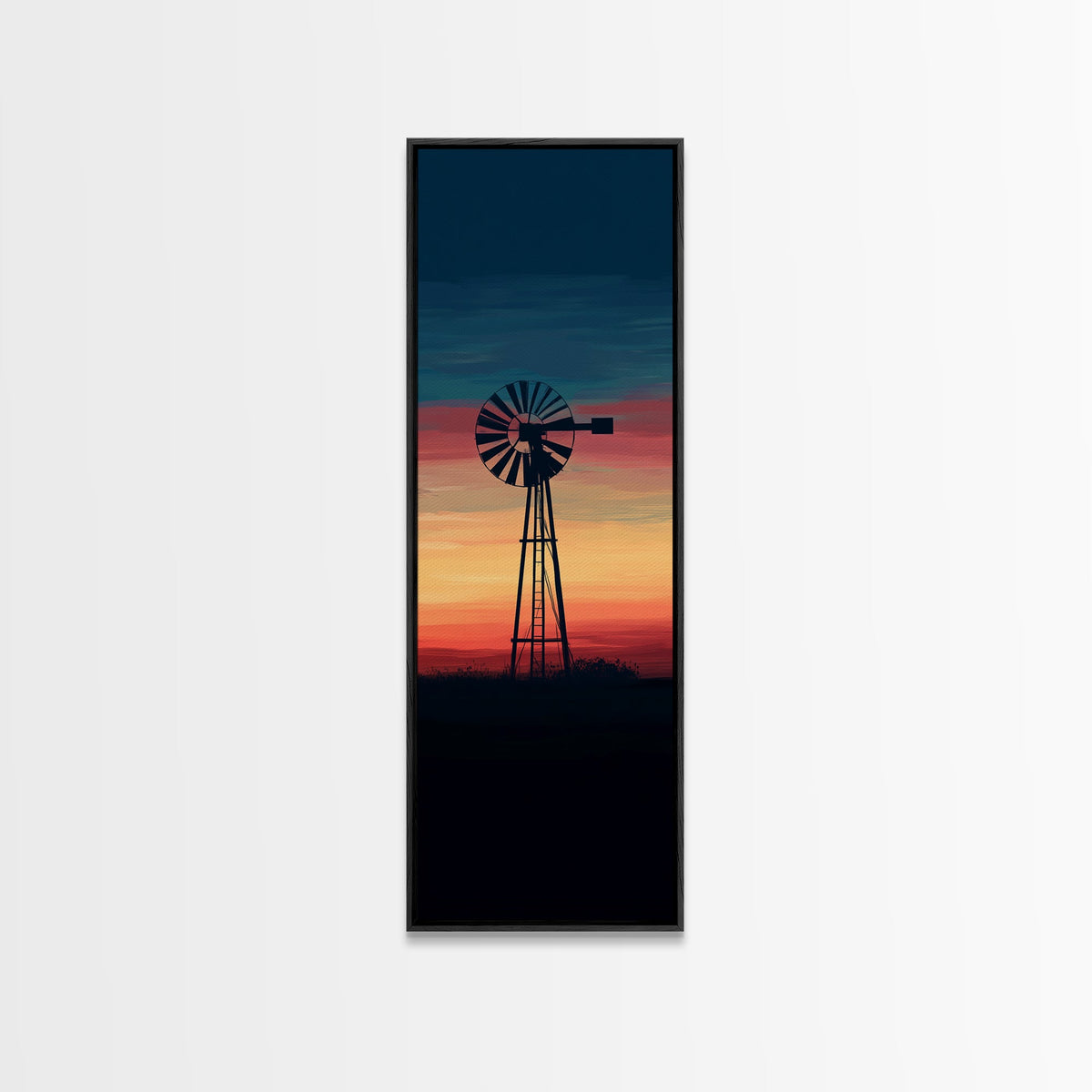 Canvas Print Moody Sunset Windmill Wall Art, Vertical Rustic Decor, Tall Narrow Farmhouse Artwork, Gift Idea for Living Room | | Wiccan Center