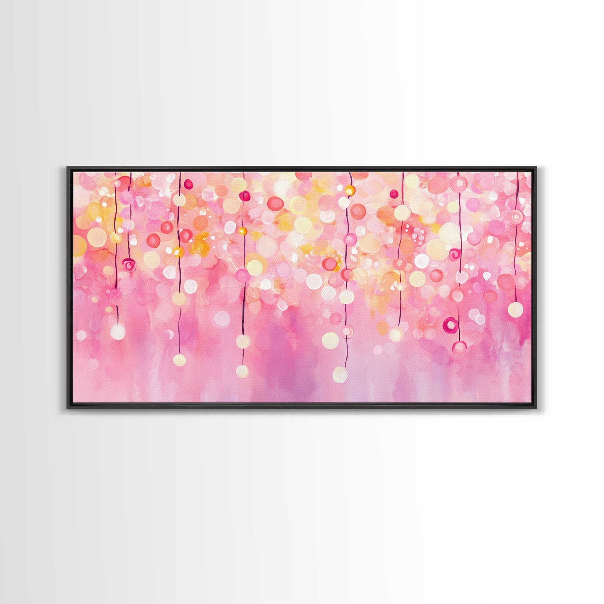 Magical Fairy Light Pink Abstract Canvas Print with Bokeh Lights, Ideal Whimsical Art for Living Room, Vertical Skinny Wall Art | | Wiccan Center