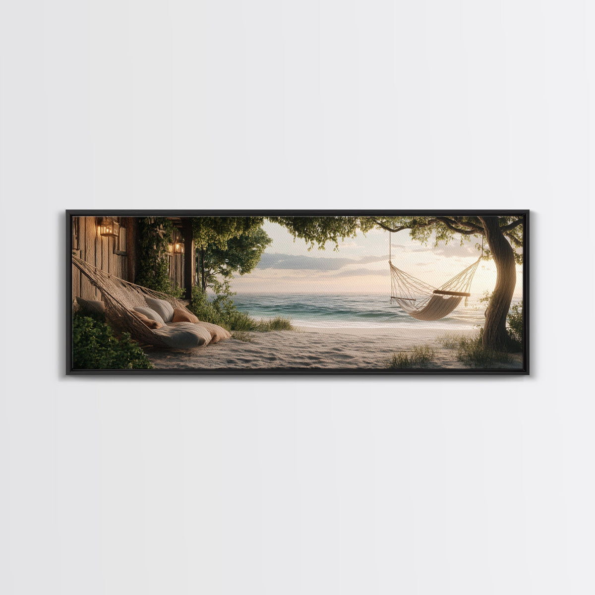 Hammock Sunset Canvas Print Coastal Landscape Art Rustic Cottagecore Wall Art Bedroom Serenity Horizontal Living Room Decor | | Wiccan Center