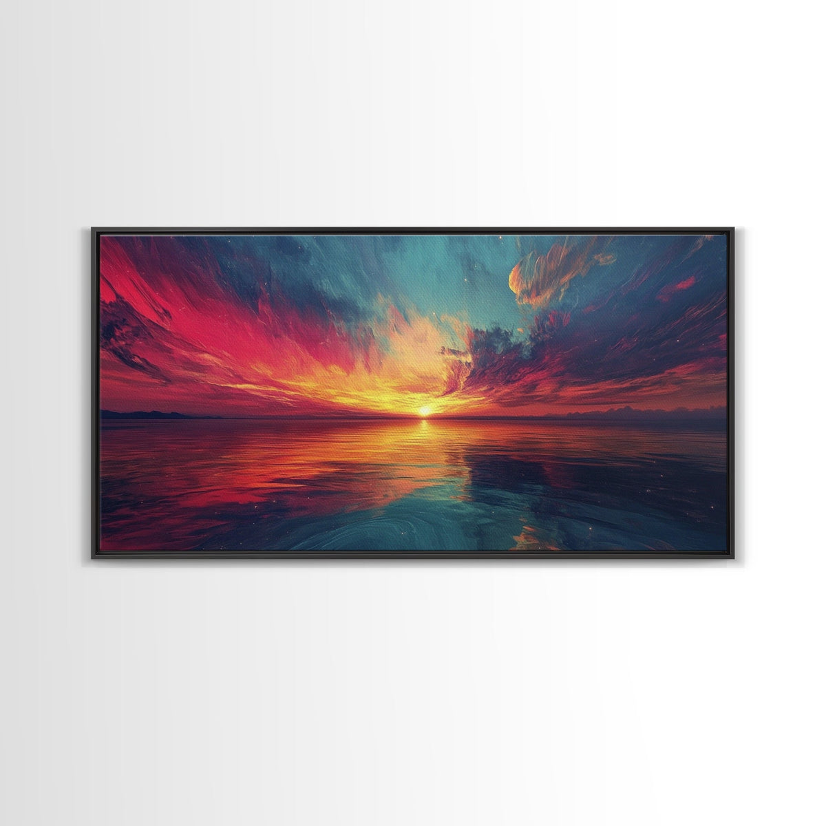 Cosmic Sunset, Dark Romance, Lofi Art, Moody Wall Art, Extra Wide Art, Above Couch Art, Framed Canvas Print, Bedroom Decor | | Wiccan Center