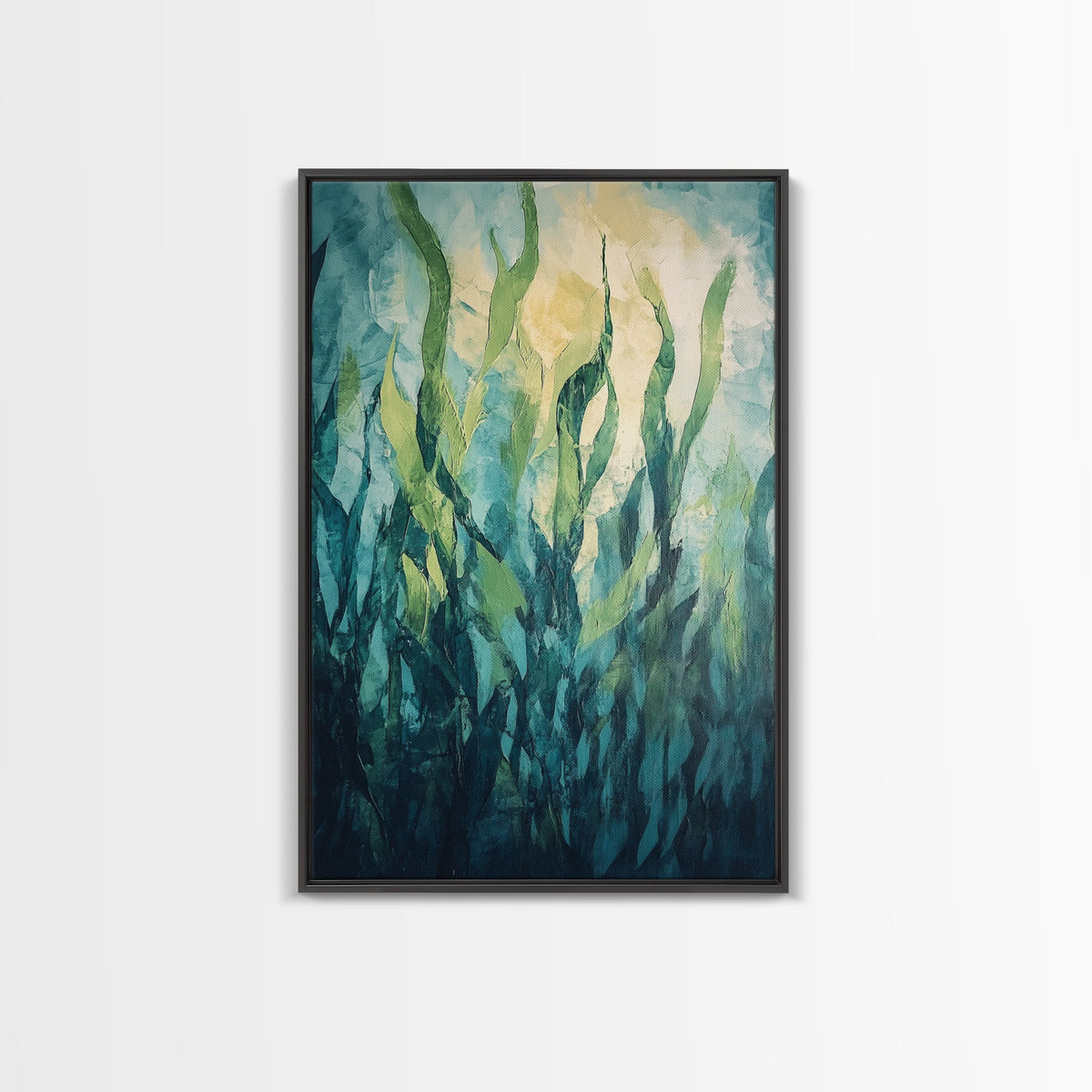 Underwater Kelp Forest, Coastal Landscape Art, Teal Wall Art, Nautical Decor, Nature Inspired Art, Wabi Sabi Art, Canvas Print | | Wiccan Center