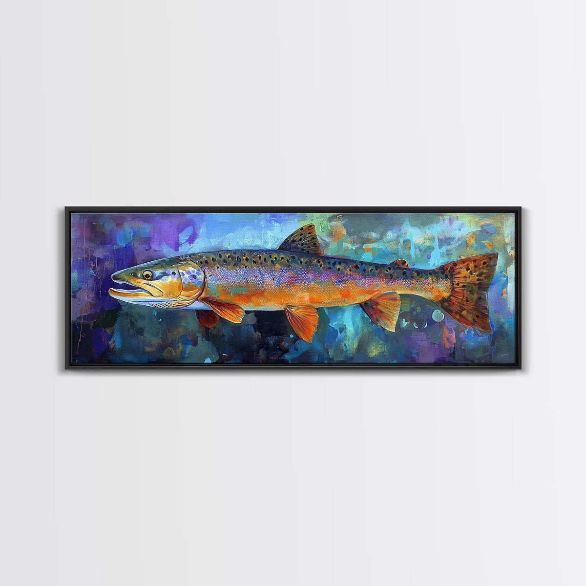 Colorful Trout Fishing Art, Rustic Cabin Decor, Wildlife Wall Art, Fish Painting, Outdoor Enthusiast Gift, Lodge Wall Decor