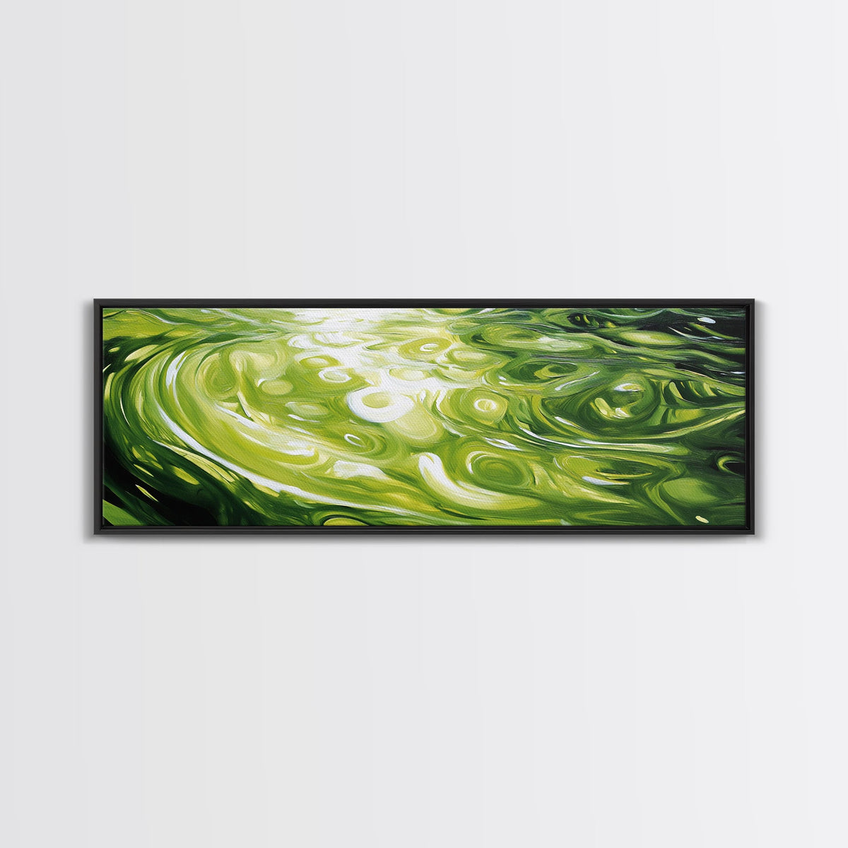 Abstract Green Swirl Painting, Modern Contemporary Wall Art, Nature Inspired Water Reflection, Trendy Office, Framed Canvas Print | | Wiccan Center