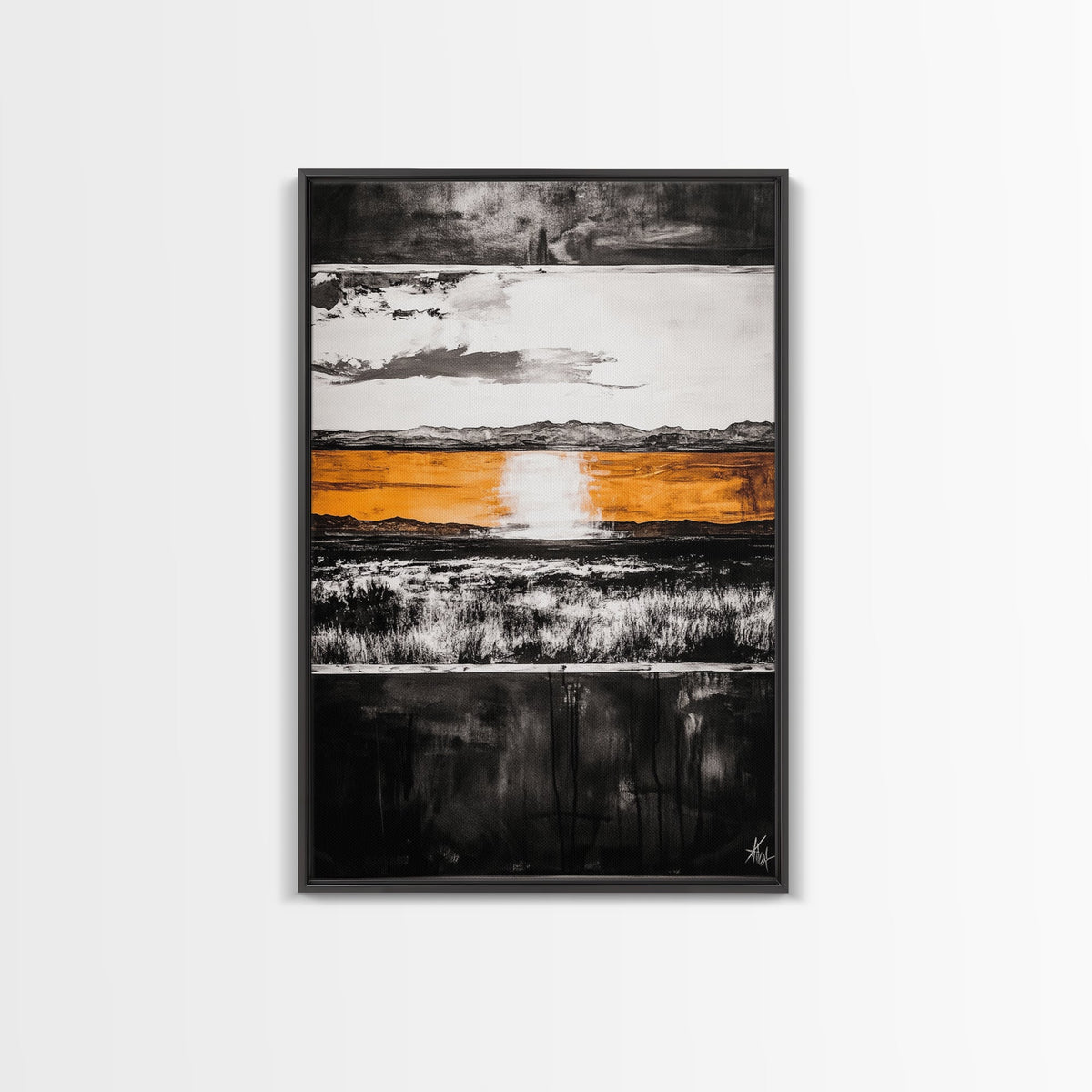 Abstract Horizon, Golden Light, Modern Landscape, Framed Canvas Print, Minimalist Wall Art, Office Decor, Contemporary Sunset, Fall Vibes | | Wiccan Center