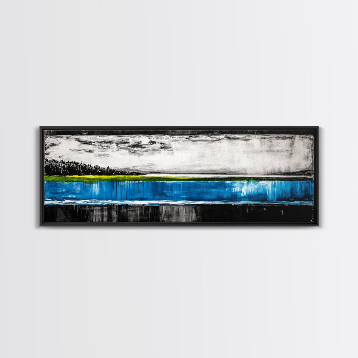 Lake Reflection, Blue Water Art, Minimalist Landscape, Nature Serenity, Monochrome Sky, Peaceful Home Decor, Canvas Print | | Wiccan Center