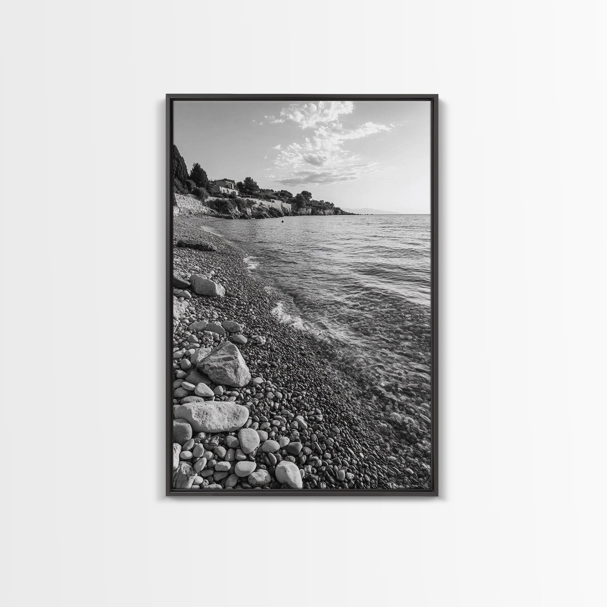 Pebble Beach, Tranquil Coastline, Coastal Stones, Sunrise Shore, Canvas Print, Bathroom Wall Art, Ocean Photography, Beach House Decor | | Wiccan Center
