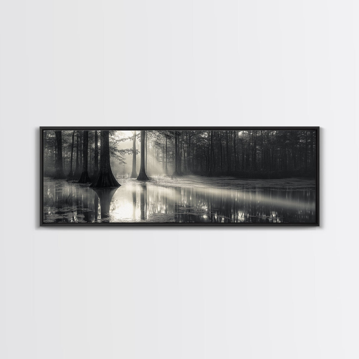 Cypress Swamp, Foggy Forest, Morning Light, Still Waters, Framed Canvas Print, Nature Wall Art, Autumn Decor, Moody Forest Photography | | Wiccan Center