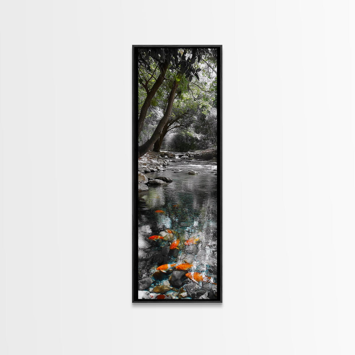 Koi Pond, Peaceful Water, Zen Garden Vibes, Orange Fish, Reflective Nature, Framed Canvas Print, Serene Bedroom Wall Art, Living Room Art | | Wiccan Center