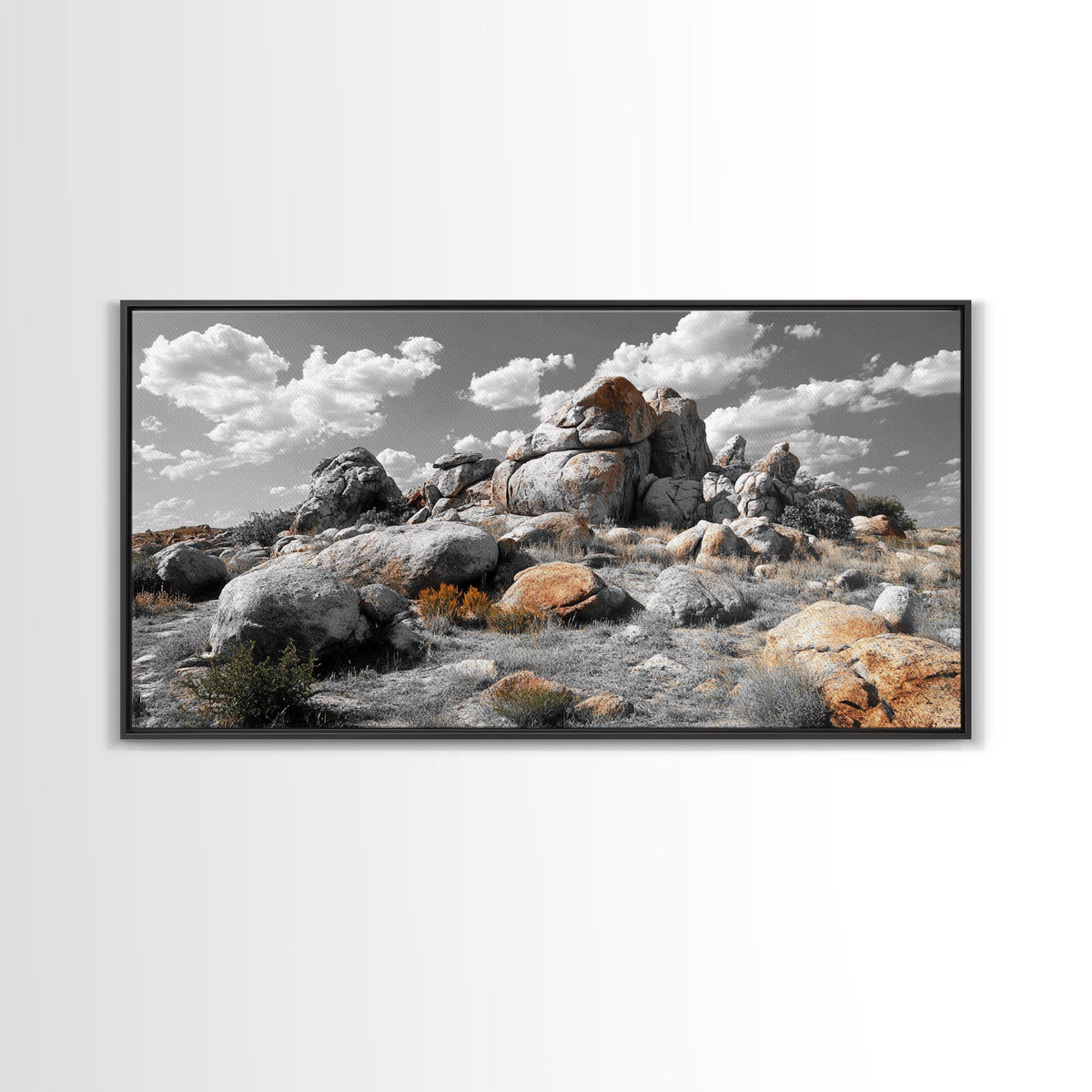 Granite Boulders, Desert Landscape, Natural Beauty, Earthy Tones, Framed Canvas Print, Entryway Wall Art, Nature Minimalism Style | | Wiccan Center