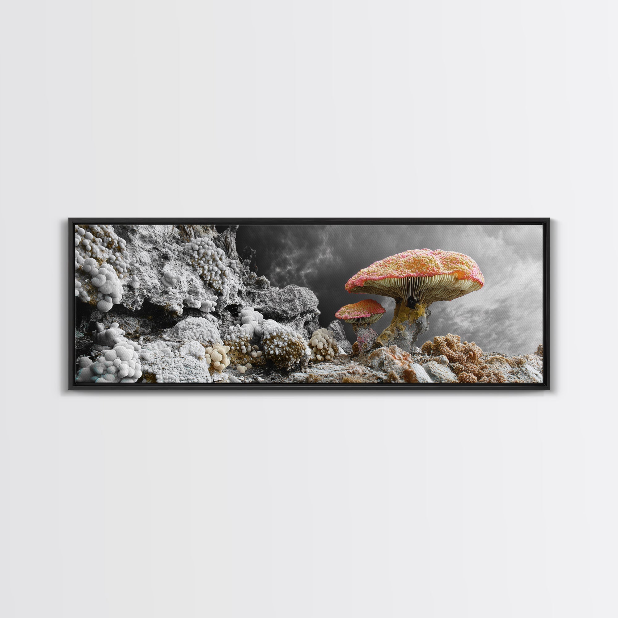 Fantasy Mushrooms, Surreal Fungi, Dark Cottagecore, Magical Forest, Framed Canvas Print, Whimsical Wall Art, Bedroom Wall Decor