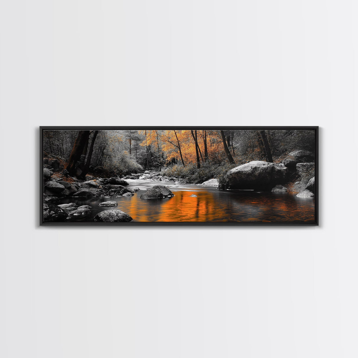 Autumn River Scene, Fall Forest Landscape, Tranquil Waters, Framed Canvas Print, Rustic Wall Art, Cabin Decor, Moody Photography | | Wiccan Center