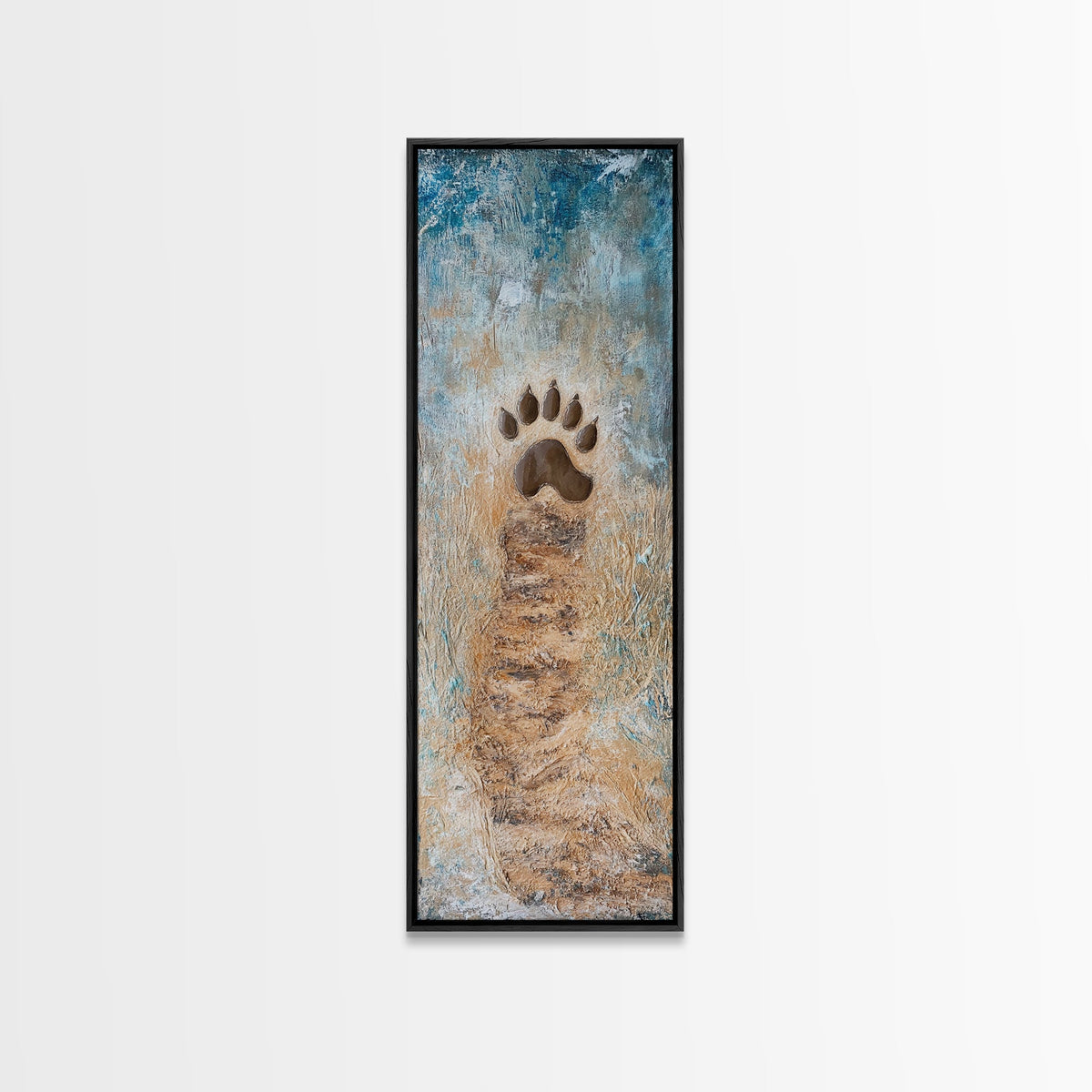 Bear Paw Rustic Wall Art Framed Canvas Print Southwest Wall Art Wildlife Home Decor Cottagecore Art Vertical Wall Art