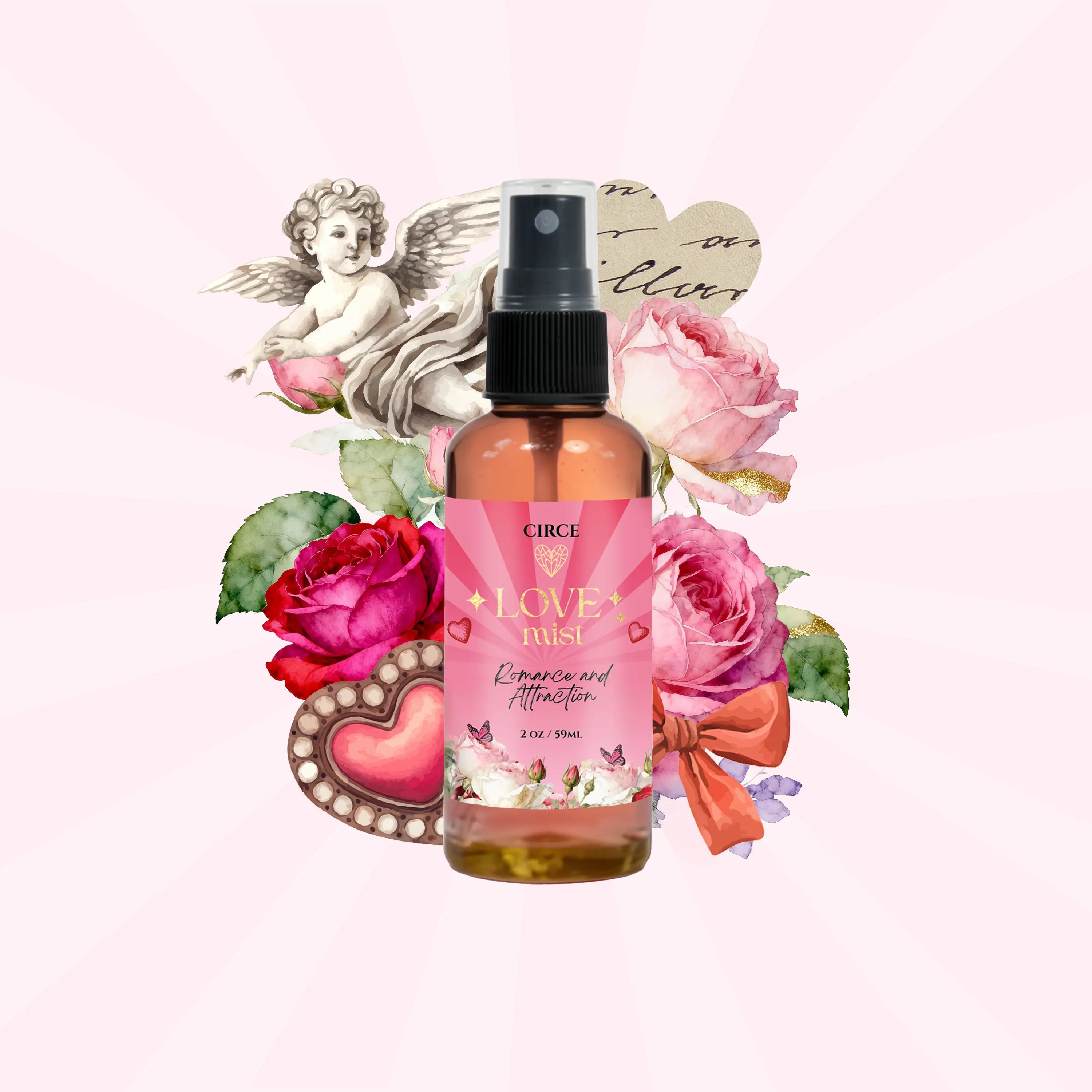 Love Attraction Mist – Rose & Jasmine Heart Energy Spray 2 oz | | Wiccan Center