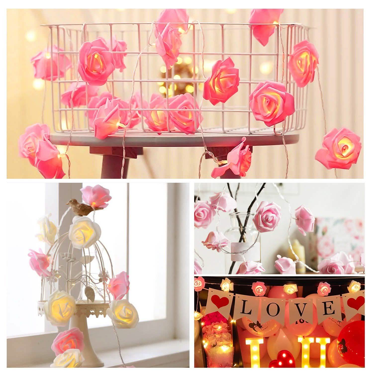 2-Pack: 40 LEDs Rose Flower String Lights | String & Fairy Lights | Wiccan Center