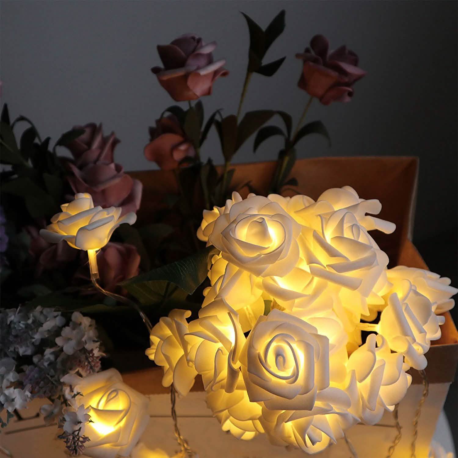 2-Pack: 40 LEDs Rose Flower String Lights | String & Fairy Lights | Wiccan Center